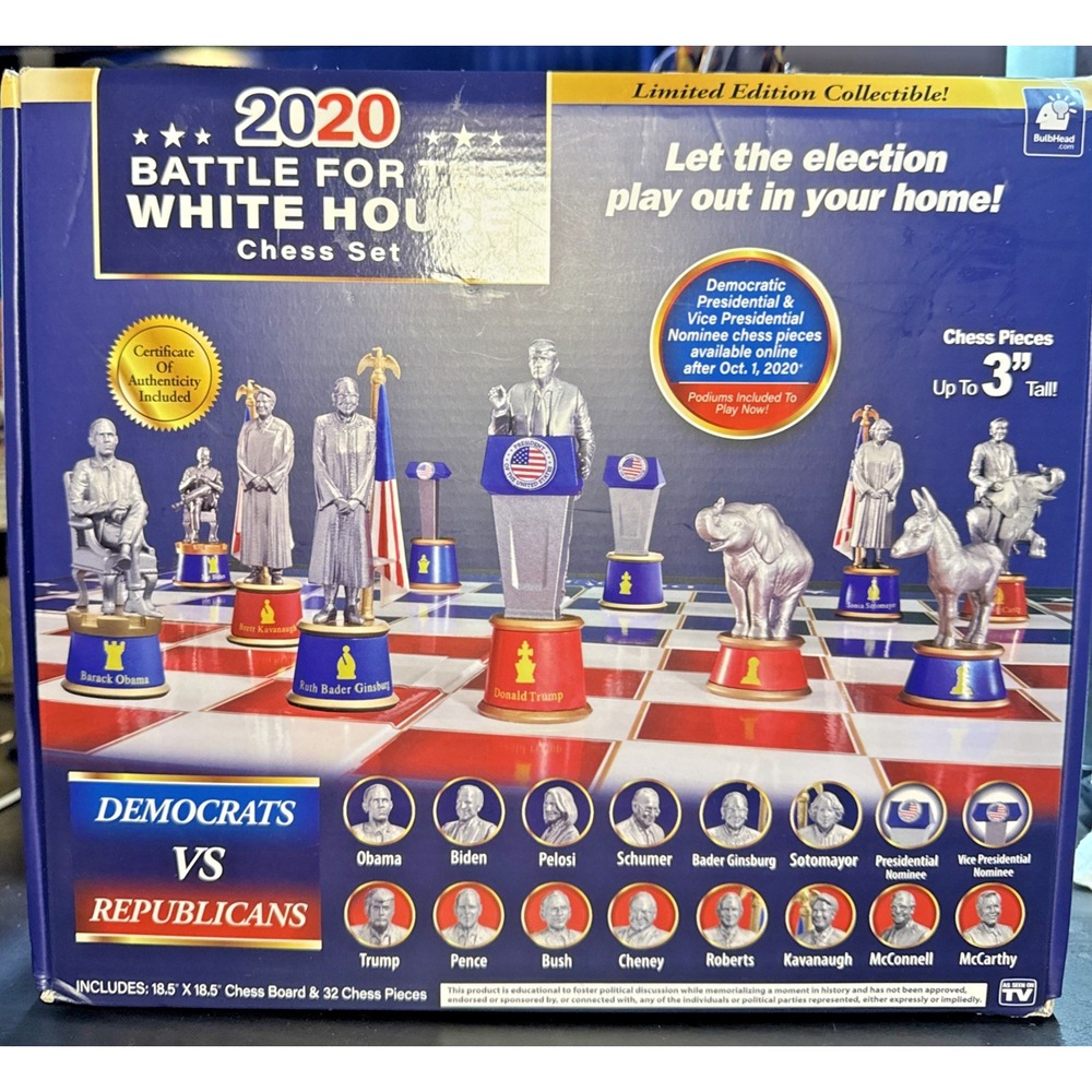 RARE COMPLETE 2020 Election Battle for White House Chess Set Trump Biden Kamala